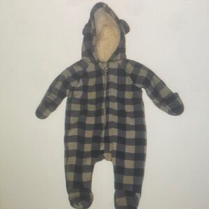Plaid Hooded Kids One Piece